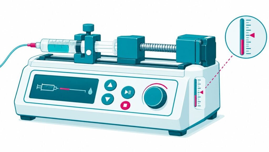 Illustration for the article: How Does a Syringe Pump Work? Precision Infusion Engineering Explained — Biomedical Engineering Guide
